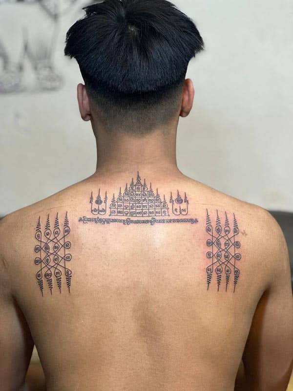Yantra Sak Yant tattoo design on the back