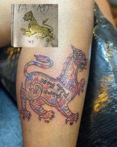 A Reachsey design in Sak Yant tattoo tradition